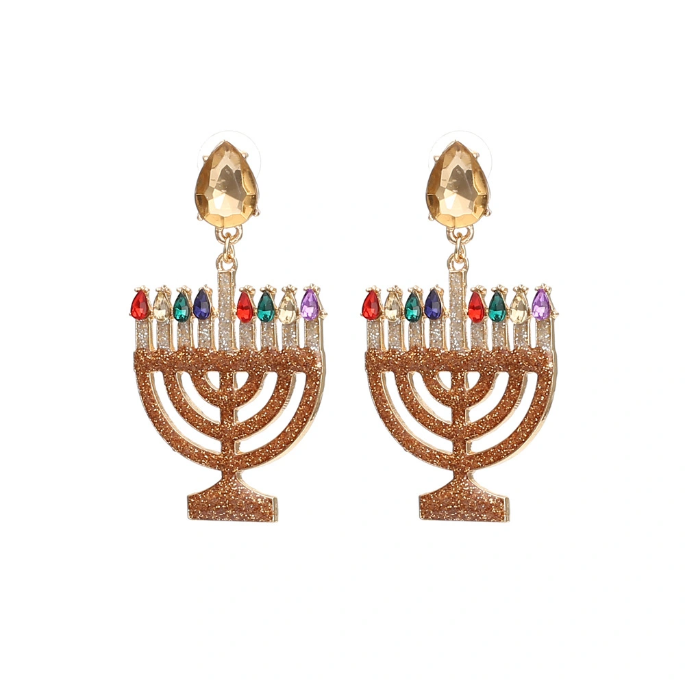 1 Pair of Hanukkah Earrings Elegant Earrings Metal Earrings Decorative Women Drop Earrings Decors