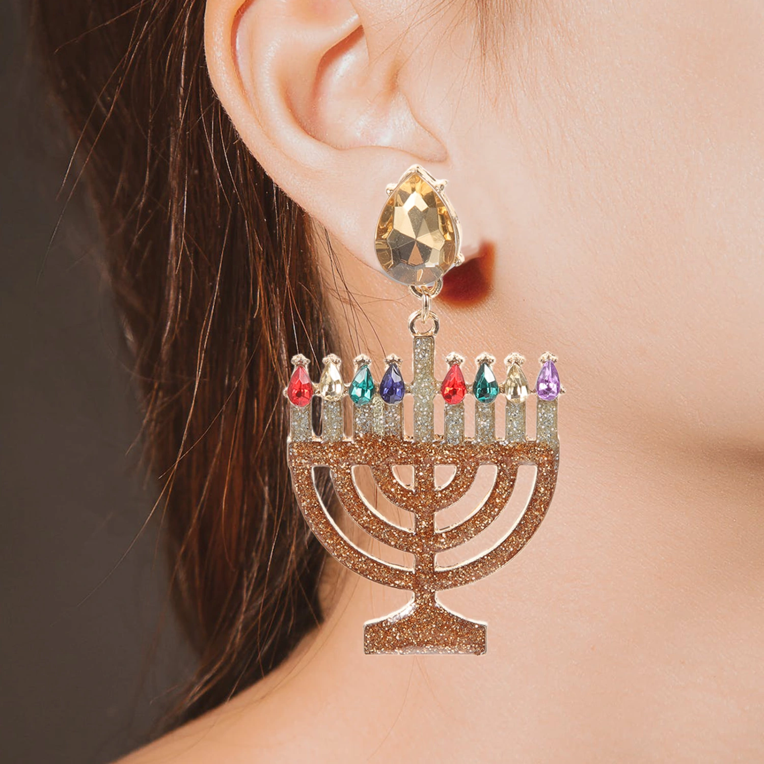1 Pair of Hanukkah Earrings Elegant Earrings Metal Earrings Decorative Women Drop Earrings Decors