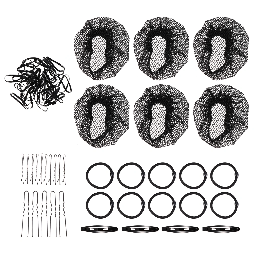 1 Set Hair Donut Bun Maker with Invisible Hair Nets Elastic Bands and Hairpins