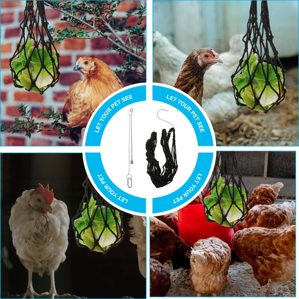 1 Set of 2 Pcs Chicken Net Bag Pet Hanging Feeder Net Bag Foraging Toys