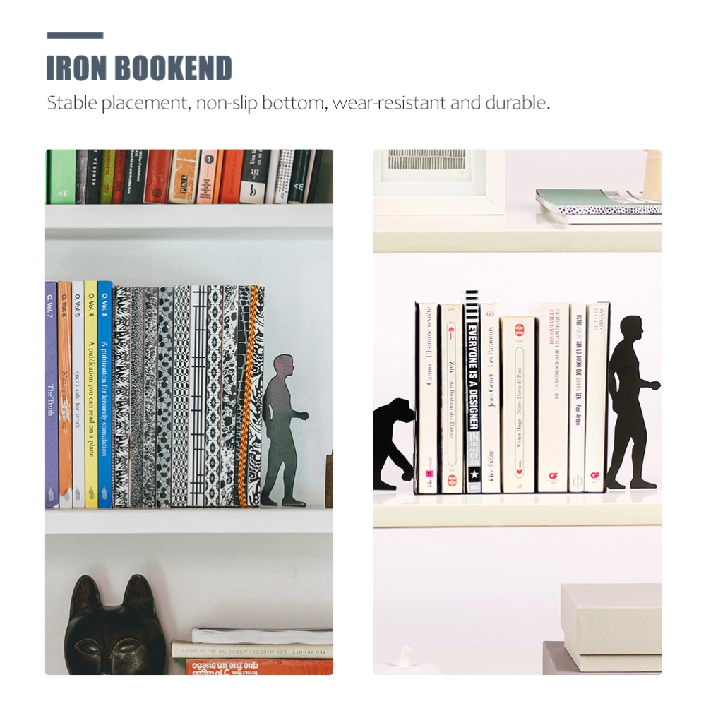 1 Set Iron Bookend Creative Book Storage Bookend Book Stopper For Shelves