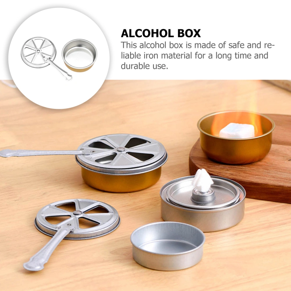 3 Sets Alcohol Cup with Cover Solid Alcohol Furnace Box Oven Metal Hot Pot Alcohol Burner