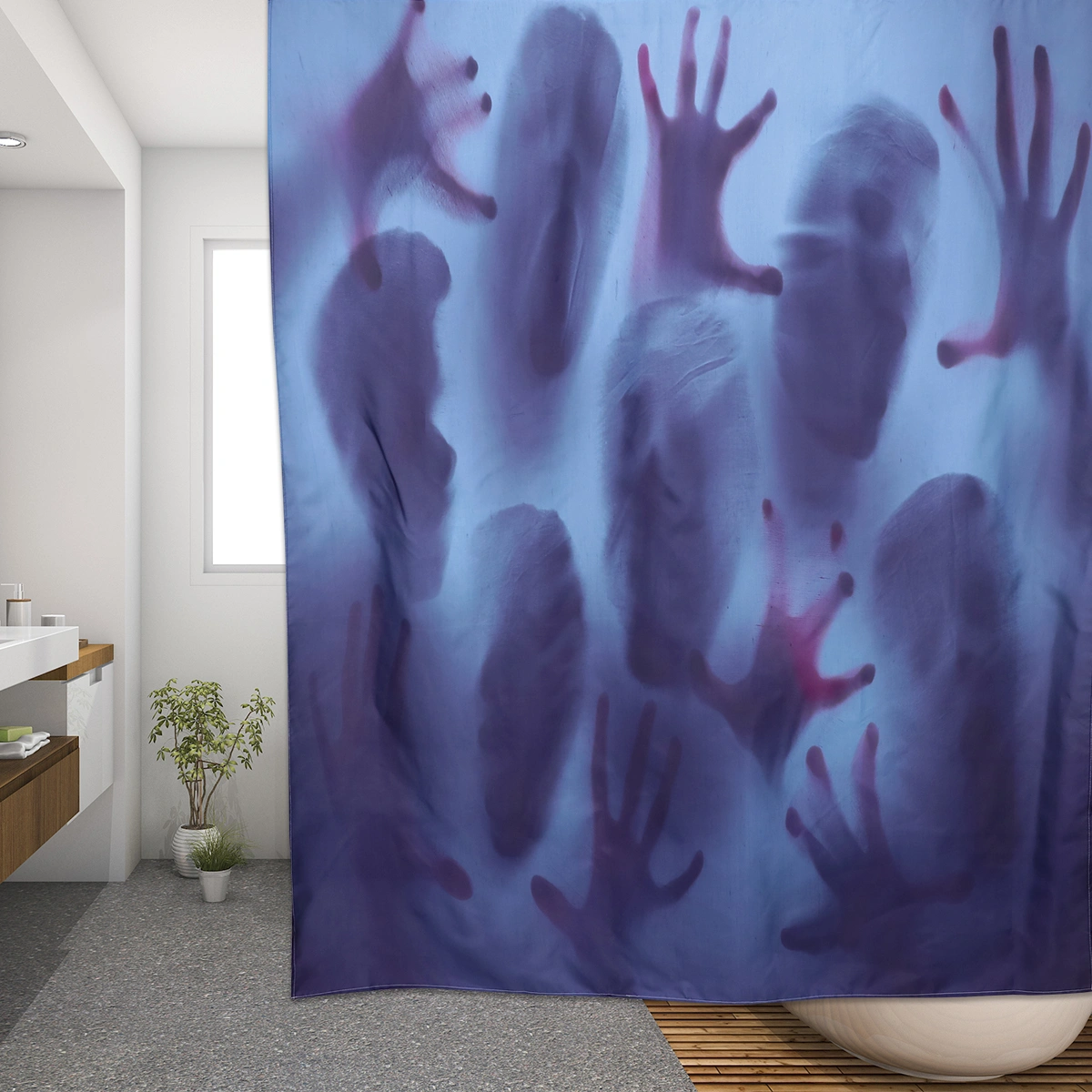 1Pc Decorative Bath Curtain Waterproof Bath Curtain Halloween Shower Curtain