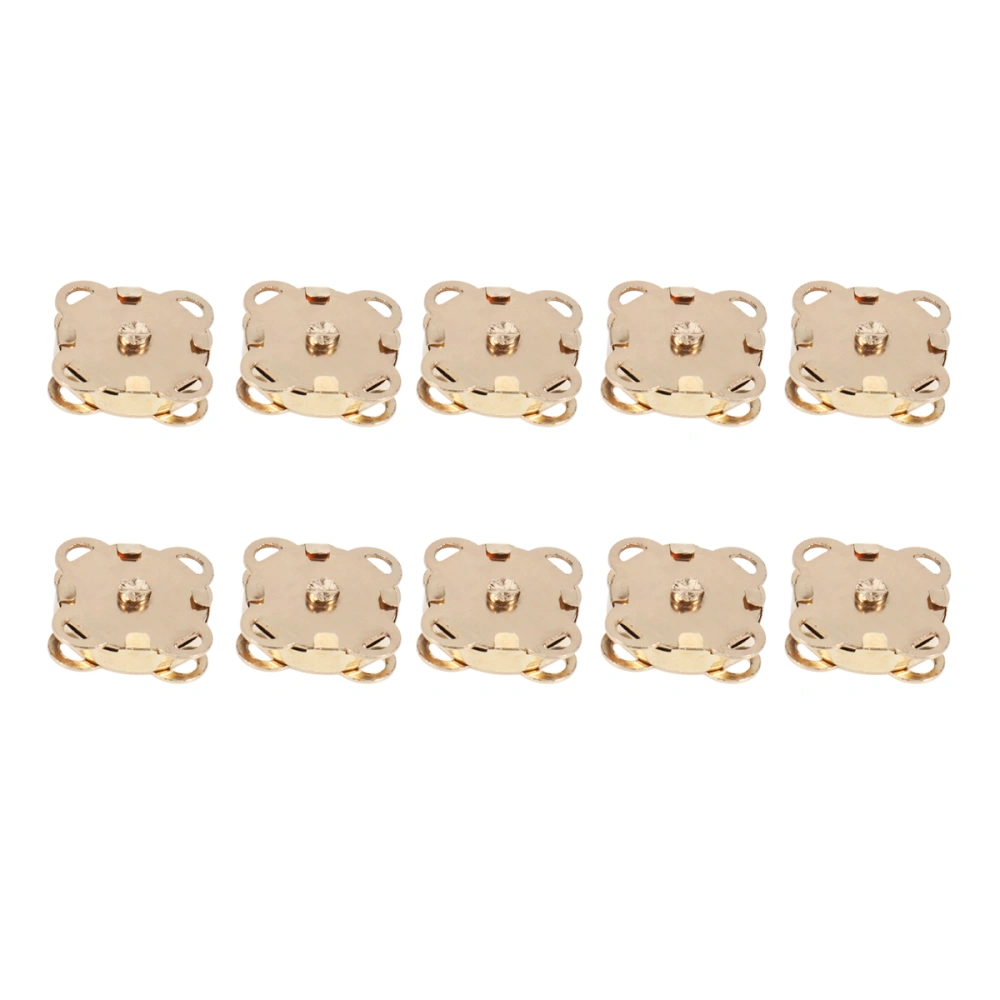 10pcs 14mm Magnetic Snap Button Clasps Plum Blossom Shaped Metal Clap Buttons for Handbag Purses Bags Clothes Making (Golden)