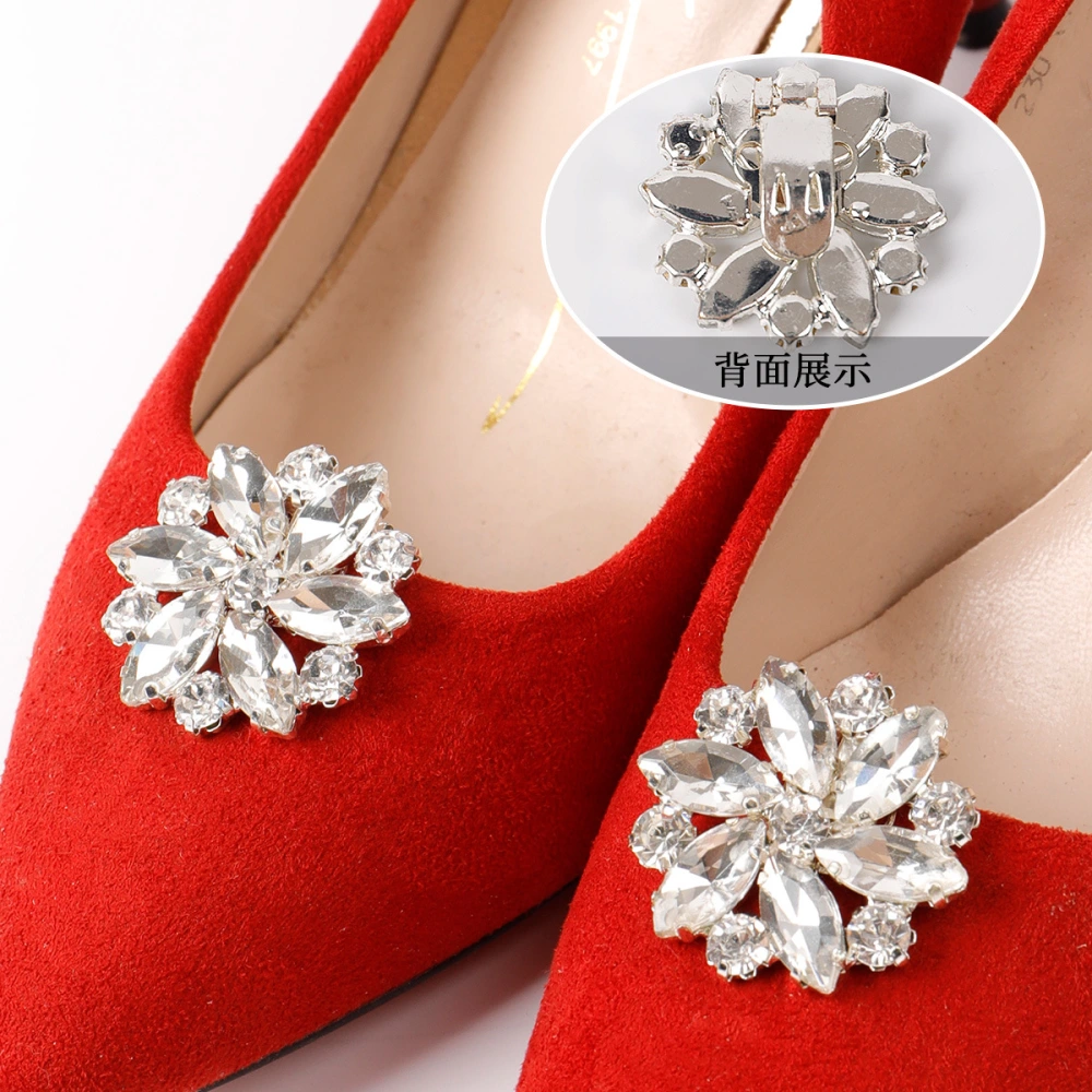 2 pcs Crystal Flower Shoe Clips Wedding Shoe Buckle Decorative Shoe Charm Sparkly Shoe Clips