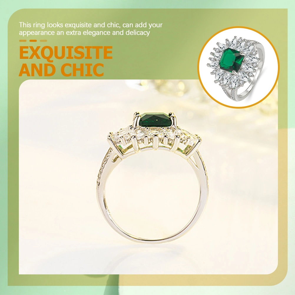 Emerald Ring Exquisite Emerald Jewelry Aesthetic Rings Anniversary Gift for Her