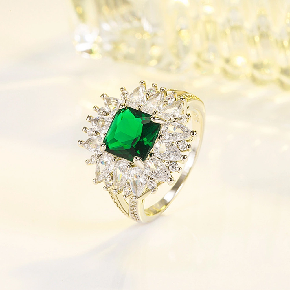 Emerald Ring Exquisite Emerald Jewelry Aesthetic Rings Anniversary Gift for Her