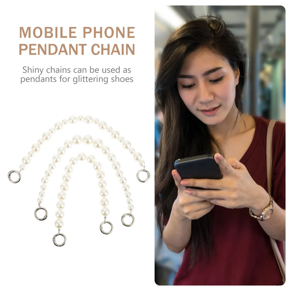 3Pcs Mobile Phone Chain Phone Hanging Chain Bag Decorative Pearl Chain