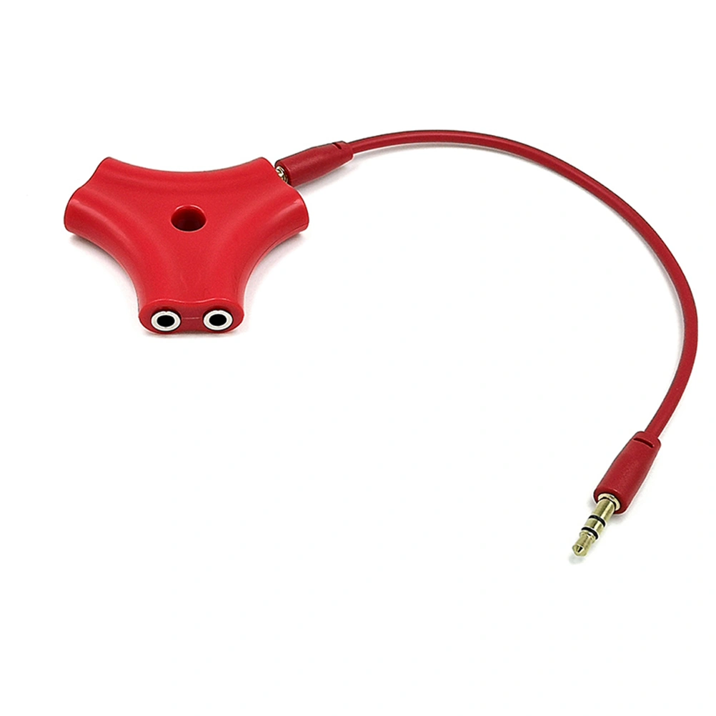 1 To 5 3.5mm Headset Audio Signal Splitter Practical Earphone Splitter With 1 Meter Size Audio Signal Cable Red