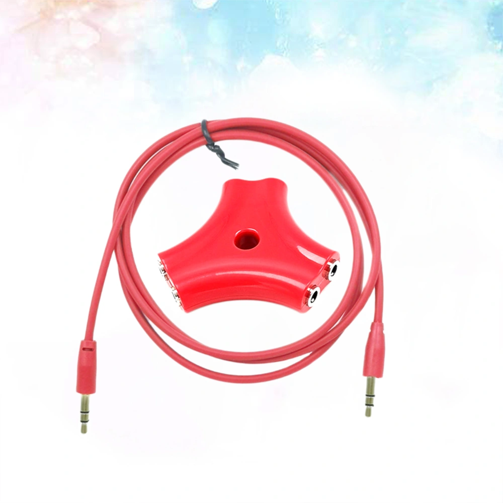 1 To 5 3.5mm Headset Audio Signal Splitter Practical Earphone Splitter With 1 Meter Size Audio Signal Cable Red