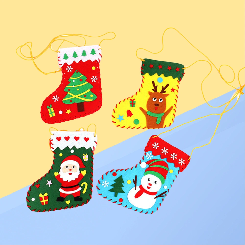 4 Pack Christmas Stocking Making Materials Kids DIY Crafts Educational Supplies Accessories for Kindergarten Classroom