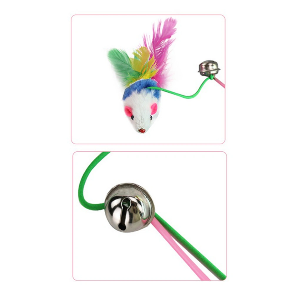 5pcs Colorful Plush Mouse Pet Funny Toy Bell Stick Teaser Training Wand for Cats Kitten