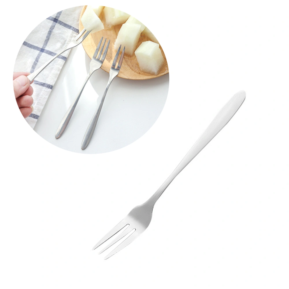 Stainless Steel Three-tine Fork Fruit Toothpick Forks for Cake Salad Fruit