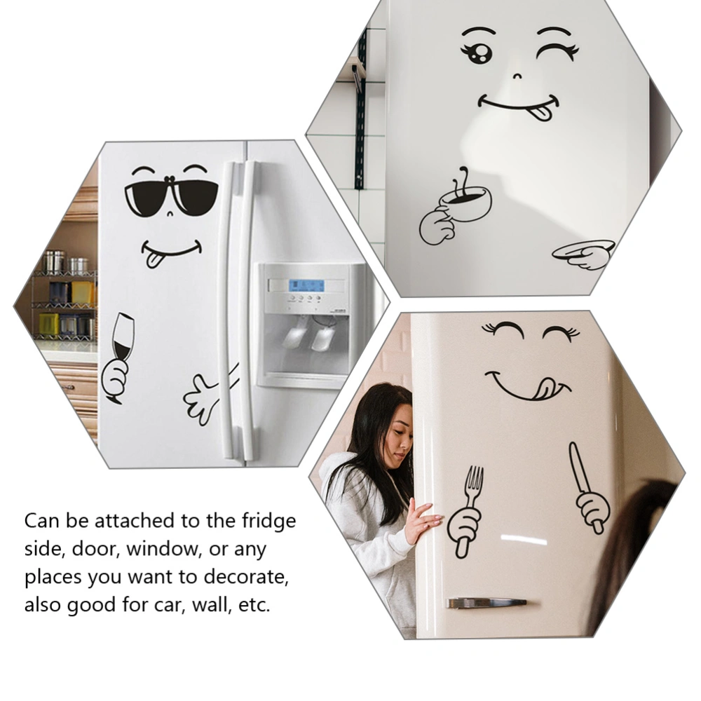 4pcs Fridge Stickers Refrigerator Decorative Decals Fridge Funny Face Stickers