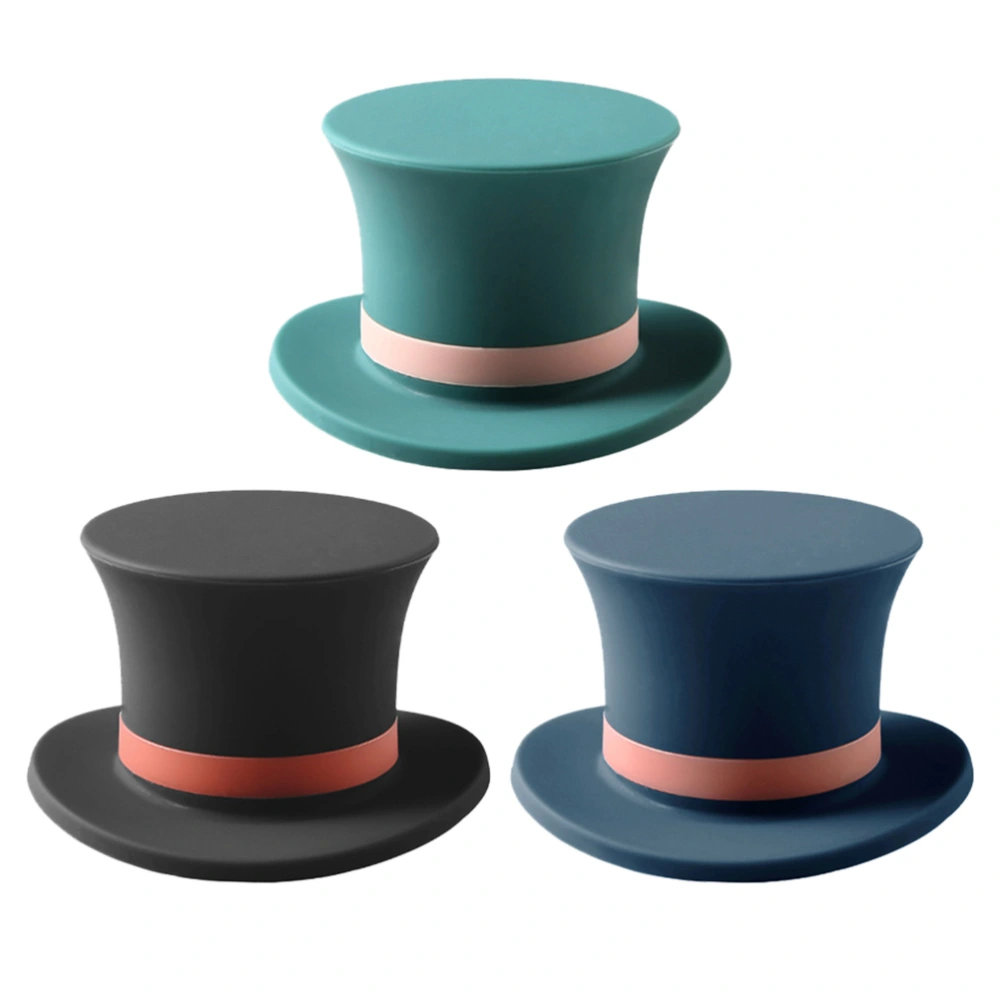 3pcs Silicone Hat Shape Wine Bottle Plug Wine Bottle Sealing Stoppers (Green, Black and Dark Blue)