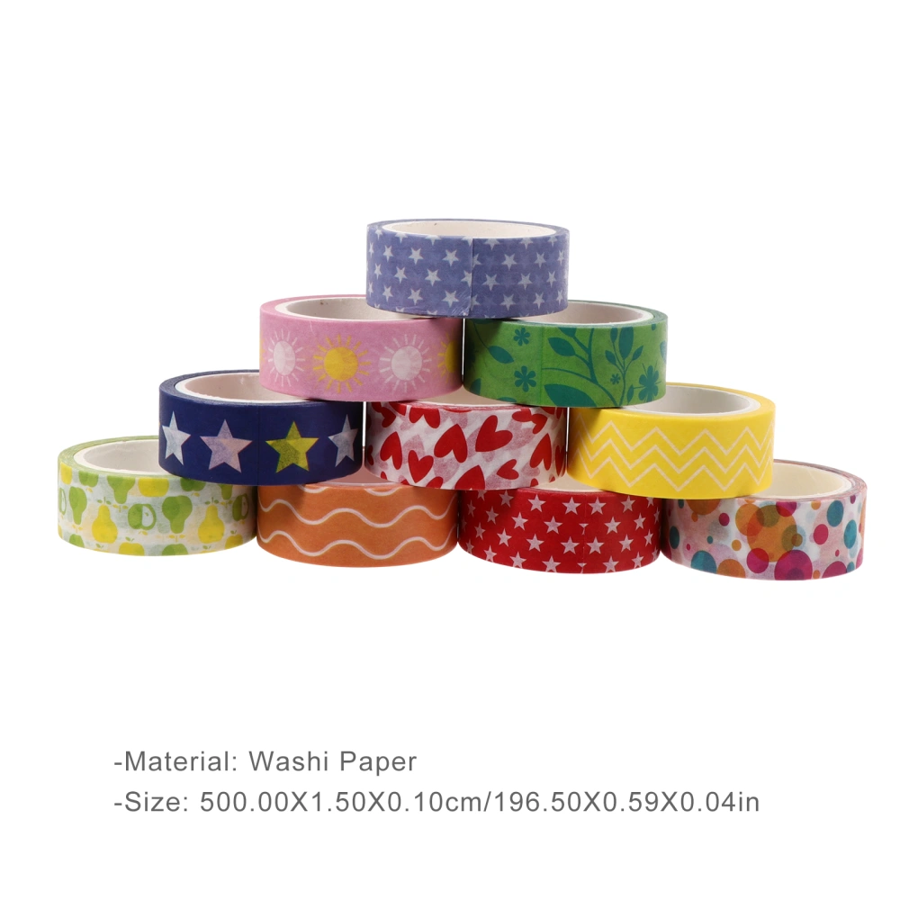 10 Rolls Washi Masking Tape Decorative Washi Tape Set DIY Scrapbook Diary Tapes