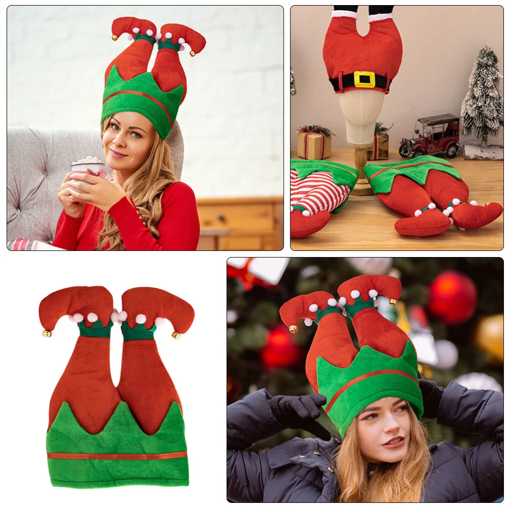 Funny Christmas Hat Portable Xmas Party Hat Creative Elf Leg Shaped Hat Christmas Party Favor