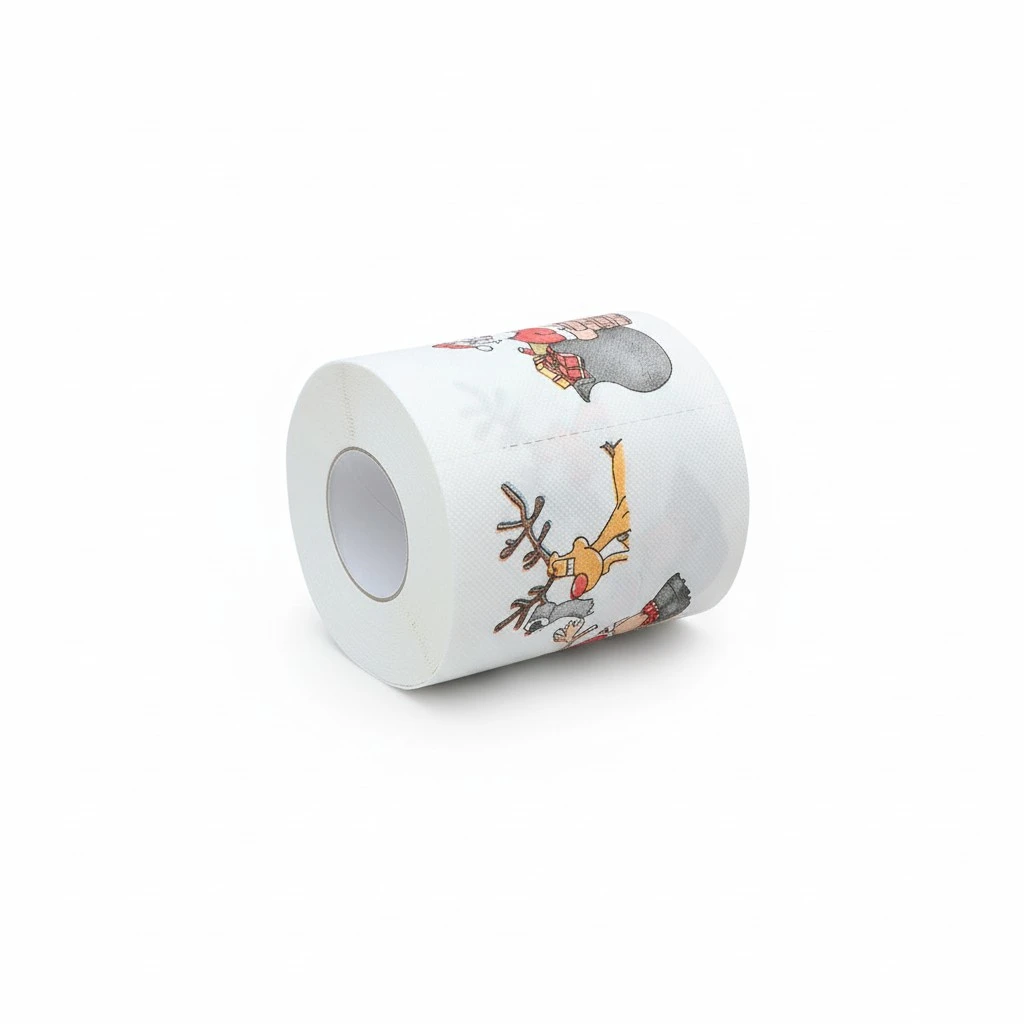 Christmas Themed Tissue Roll Cartoon Printed Toilet Paper Festival Paper Towel for Kitchen Bathroom (Santa and Elk)