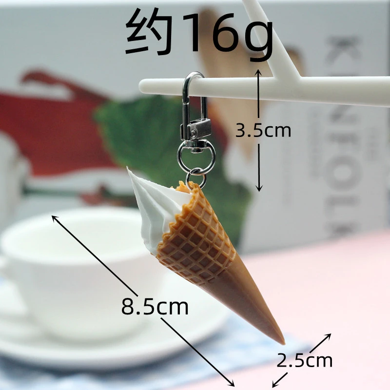 2pcs Ice Cream Keychain Cute Keychain Bag DIY Pendant Lovely Ice Cream Bag Hanging Ornament