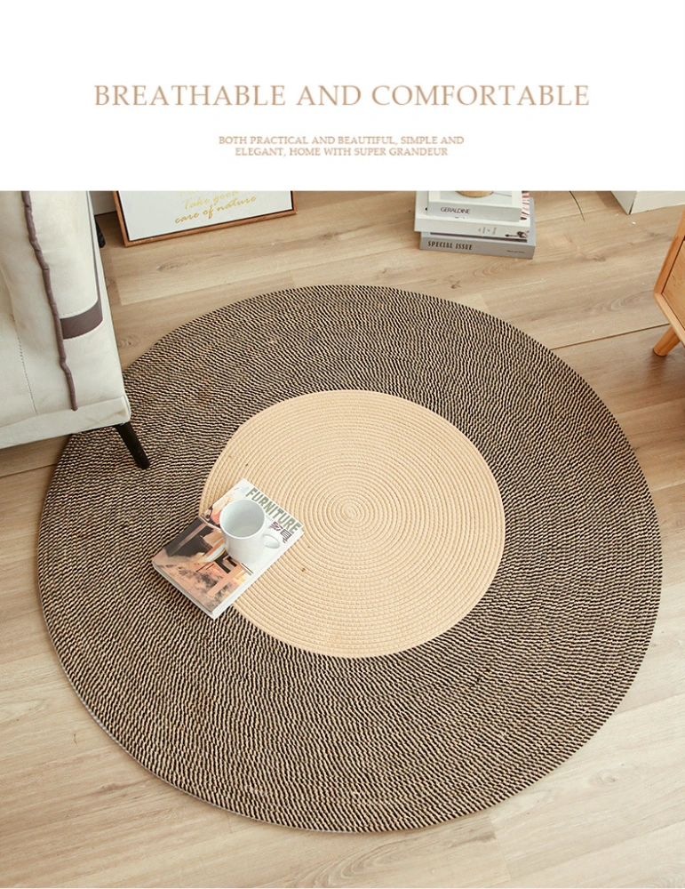 Braided Round Rug Washable Round Floor Rug Bedroom Rug Cotton Woven Carpet for Home