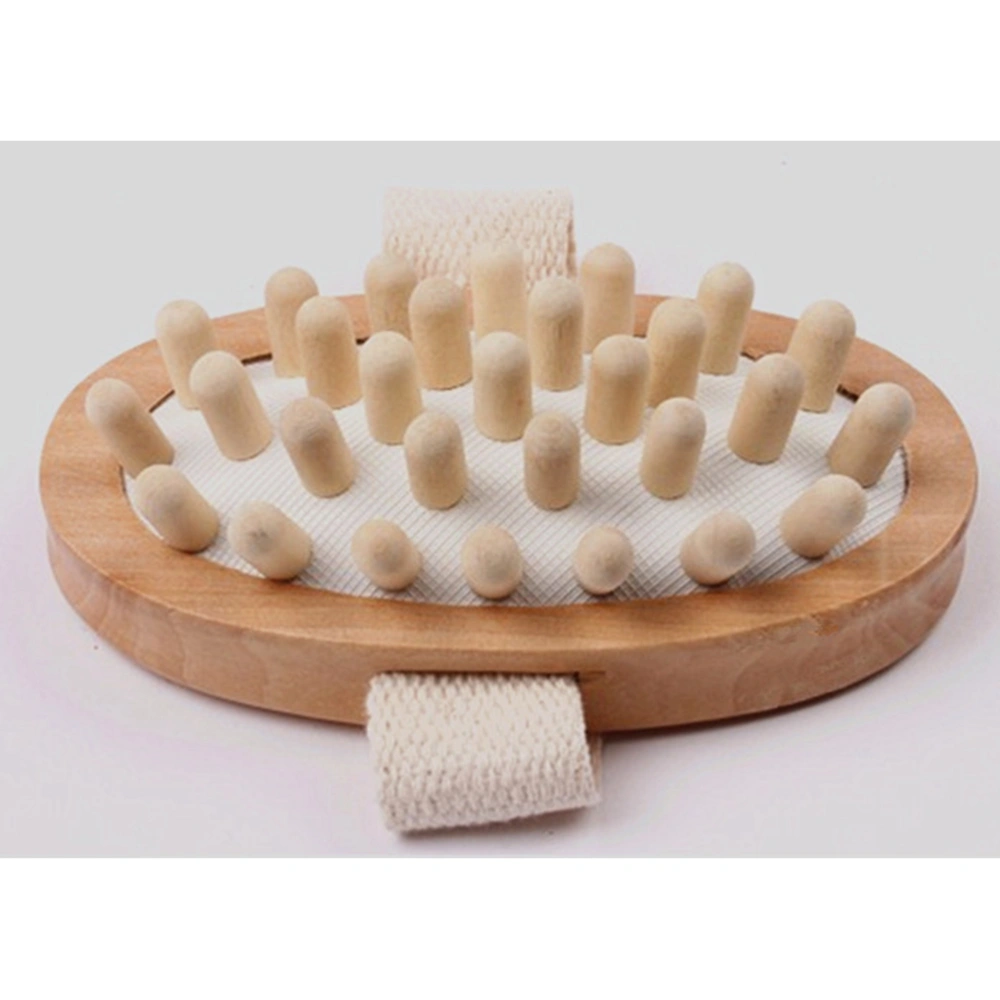 Body Massage Bath Brush Wooden Bullet Massage Round Head Bath Brushes Bathroom Accessories (Wood Color)