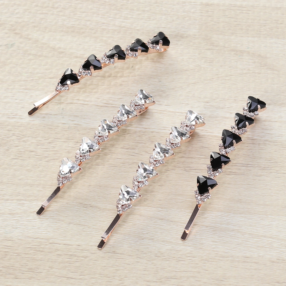 4 Pcs Fashion Rhinestone Hair Barrettes Shiny Diamond Hair Crystal Triangle Hair Clip Clamp for Girls Women