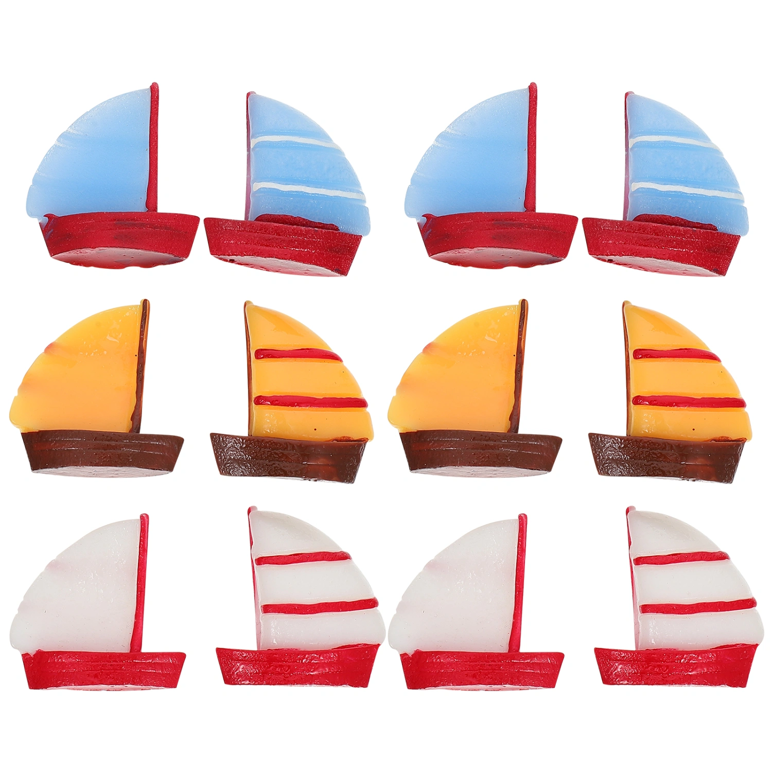 15Ps Mini Sailboat Models Realistic Boat Ornament Miniature Scene Decoration