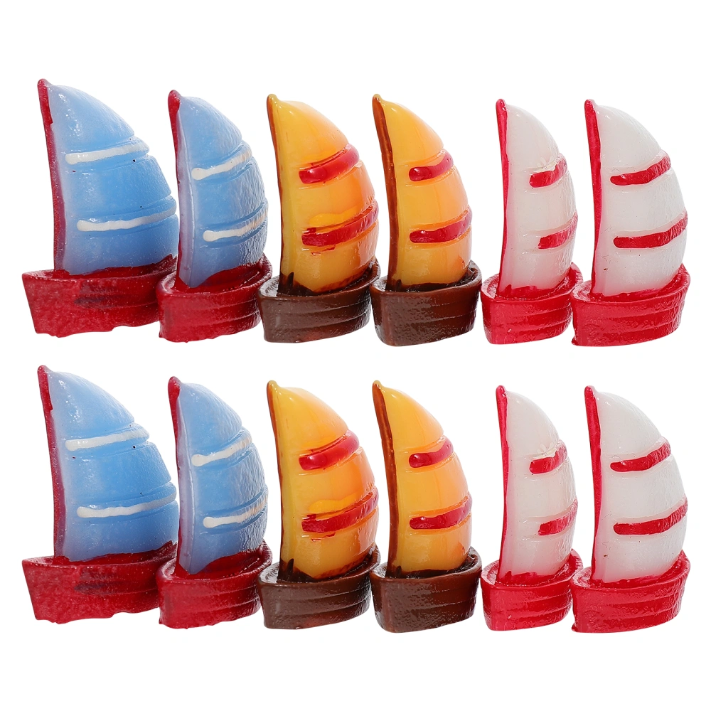 15Ps Mini Sailboat Models Realistic Boat Ornament Miniature Scene Decoration