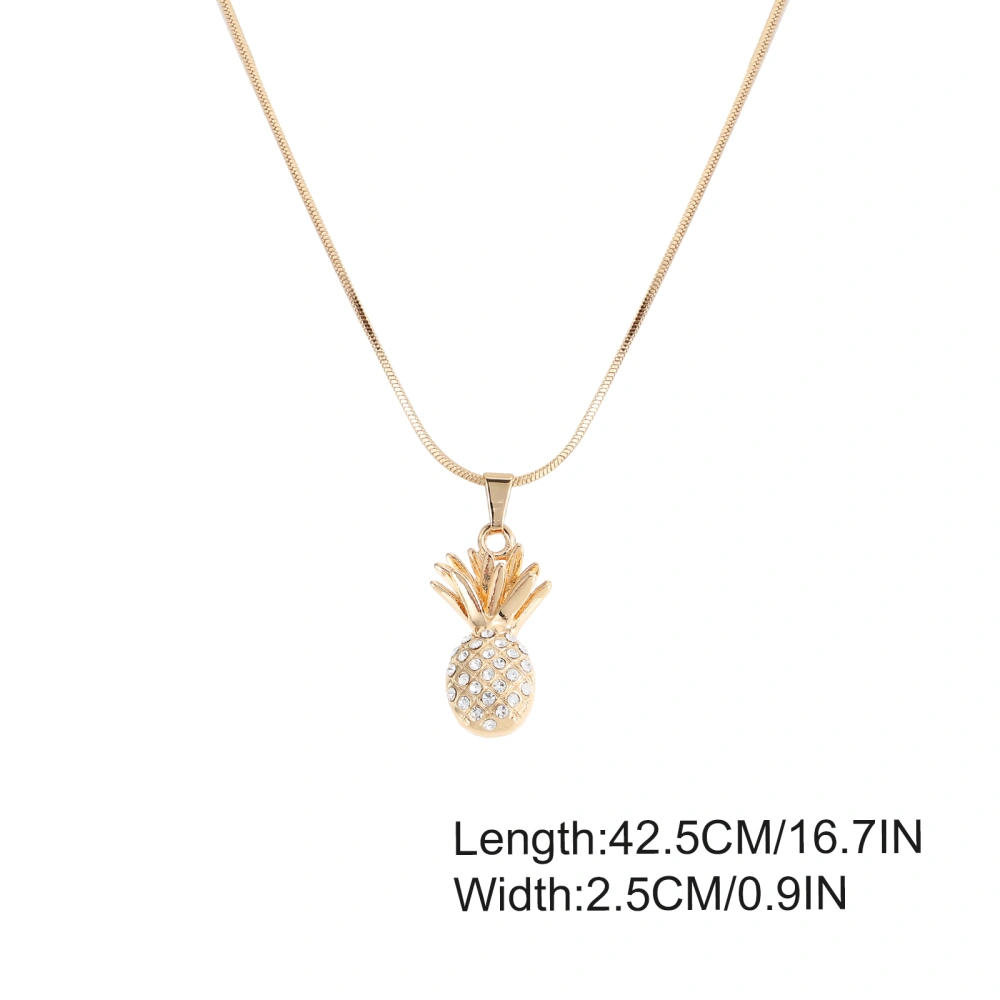 Pineapple Pendant Necklace with Rhinestone Decor Hawaii Style Necklace Women Jewelry