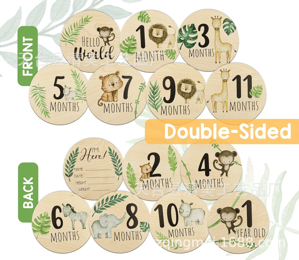 7pcs Wooden Milestone Markers Decorative Milestone Cards Infant Milestone Discs