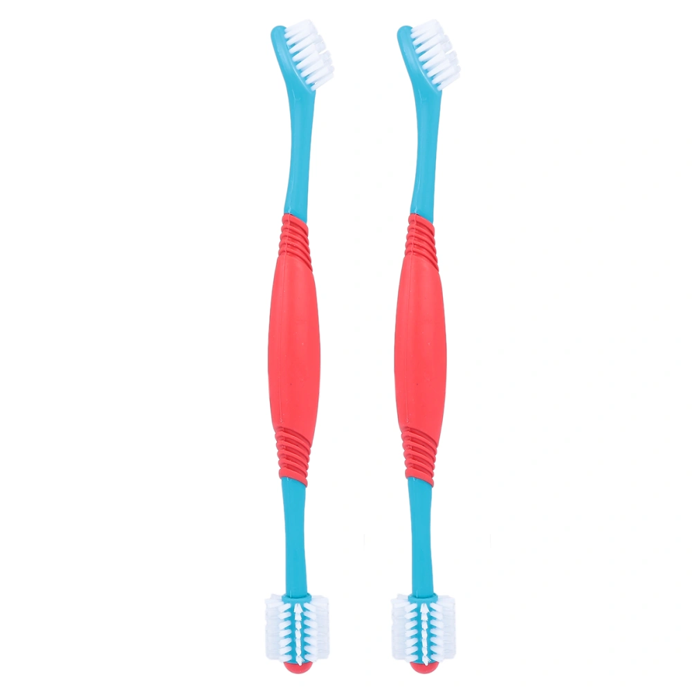 2Pcs Pet Toothbrush Double Headed Easy Dental Care Teeth Clean Brushes