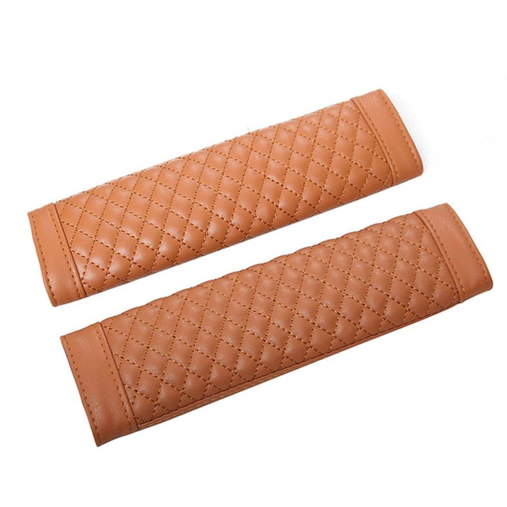 2 PCS Auto Car Seat Belt Cover Lambskin Seat Shoulder Pad Seatbelt Strap Cover (Brown)