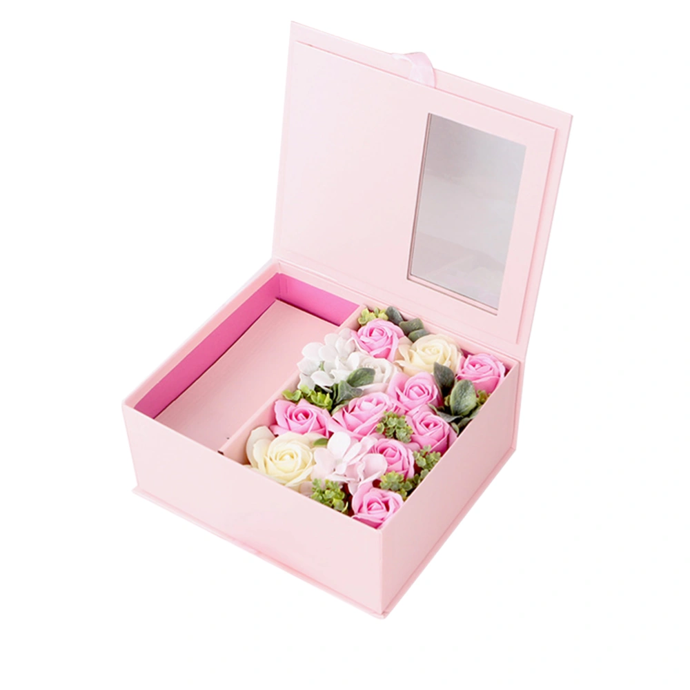 1PC Soap Rose Gift Box Simulated Rose Flower Gift Box Creative Soap Flowers Gift Exquisite Valentine Day Gift for Girlfriends (Pink)