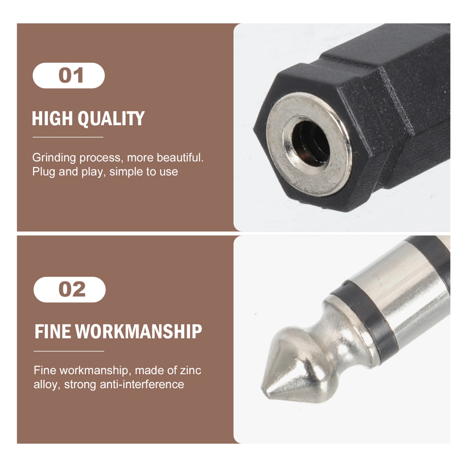 2pcs Headphone Adapter 6.35mm Male To 3.5mm Female Audio Connector Converter