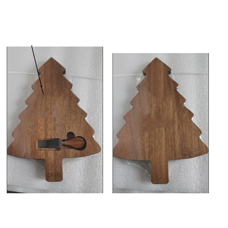 1 Set of Kitchen Chopping Board Christmas Tree Shape Cutting Board Food Cutting Board with Chess Cutter