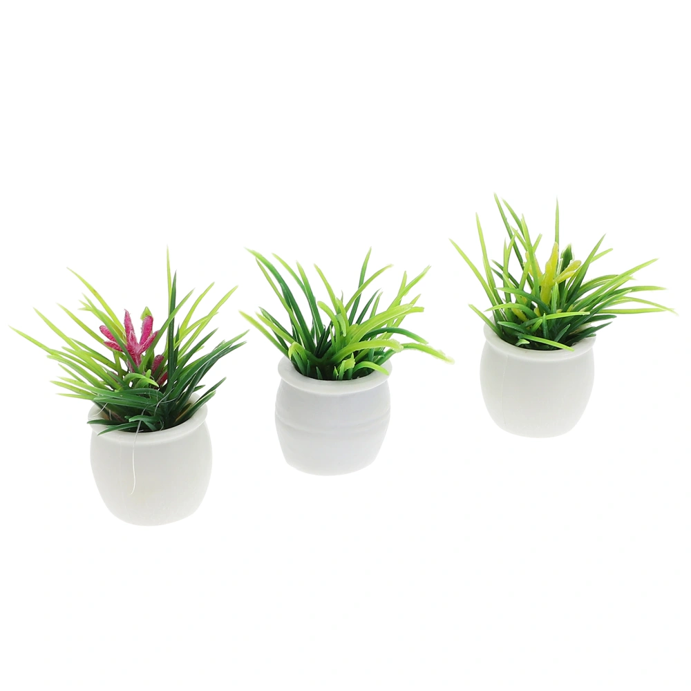 3Pcs Simulation Potted Plant Doll House Decor Artificial Bonsai Mini House Decors Random Style