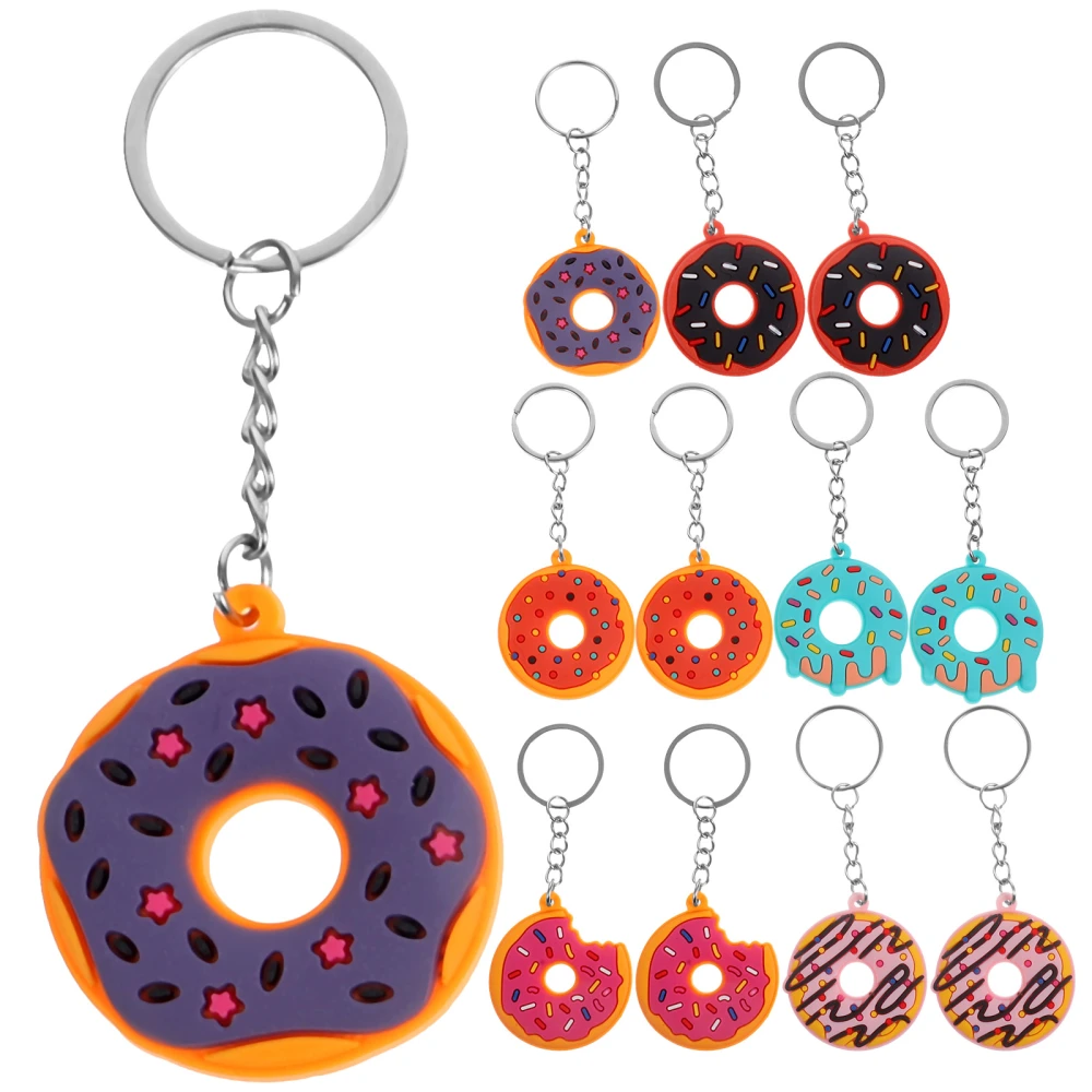 18pcs Keychain Pendants Donut Charm Keyring Key Ring Donut Hanging Pendant for Bags