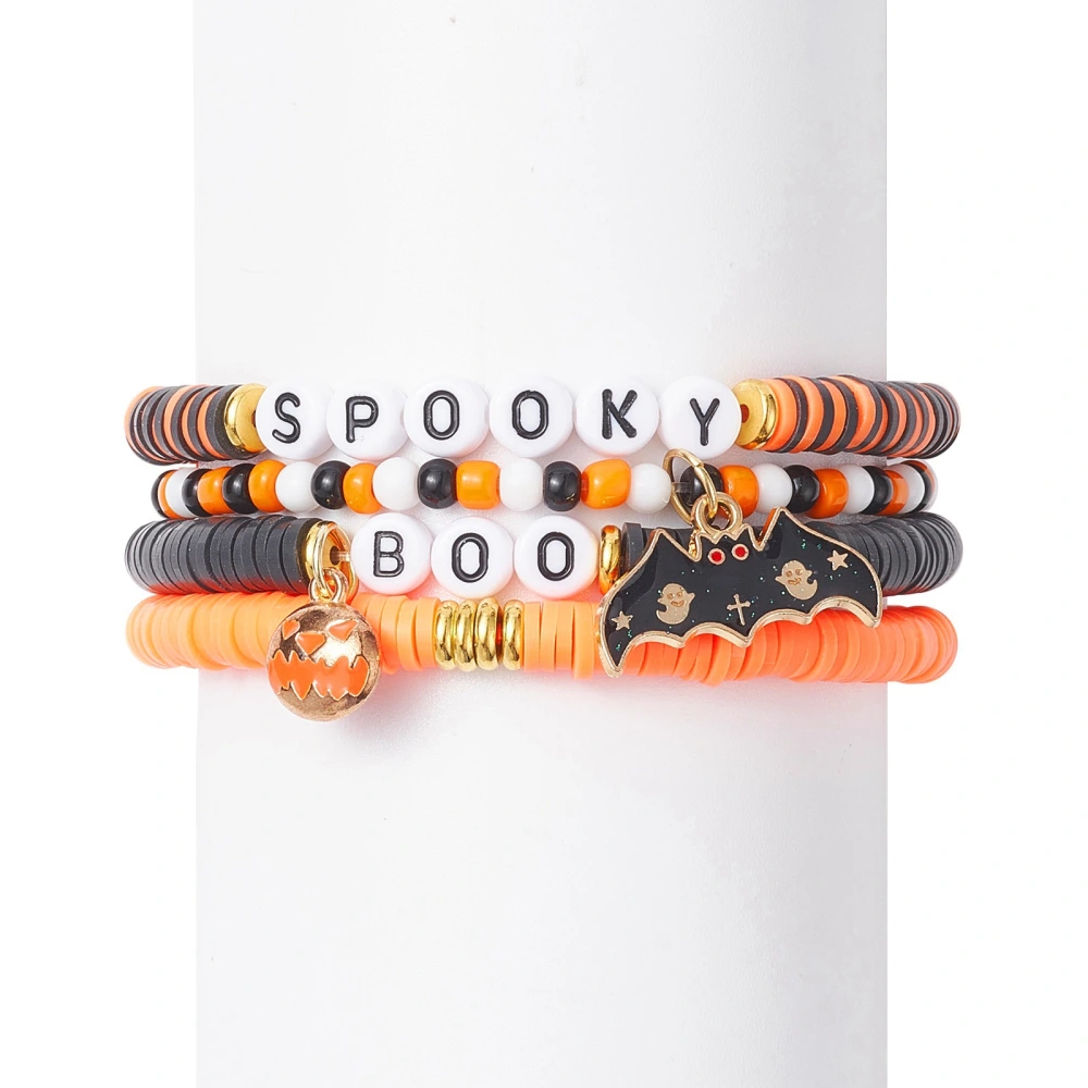 1 Set Halloween Theme Bracelets Polymer Clay Wrist Bracelets Women Girls Wrist Jewelries Ornaments