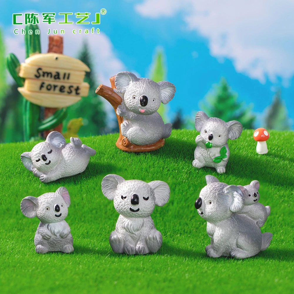 6pcs Miniature Koala Statues Resin Craft Koala Figures Mini Garden Miniature Animal Statues Decoration