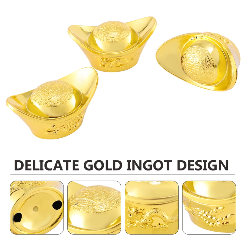 6 Pcs Simulated Gold Ingot Decorations Plastic Desktop Ornaments Gold Ingot Toy