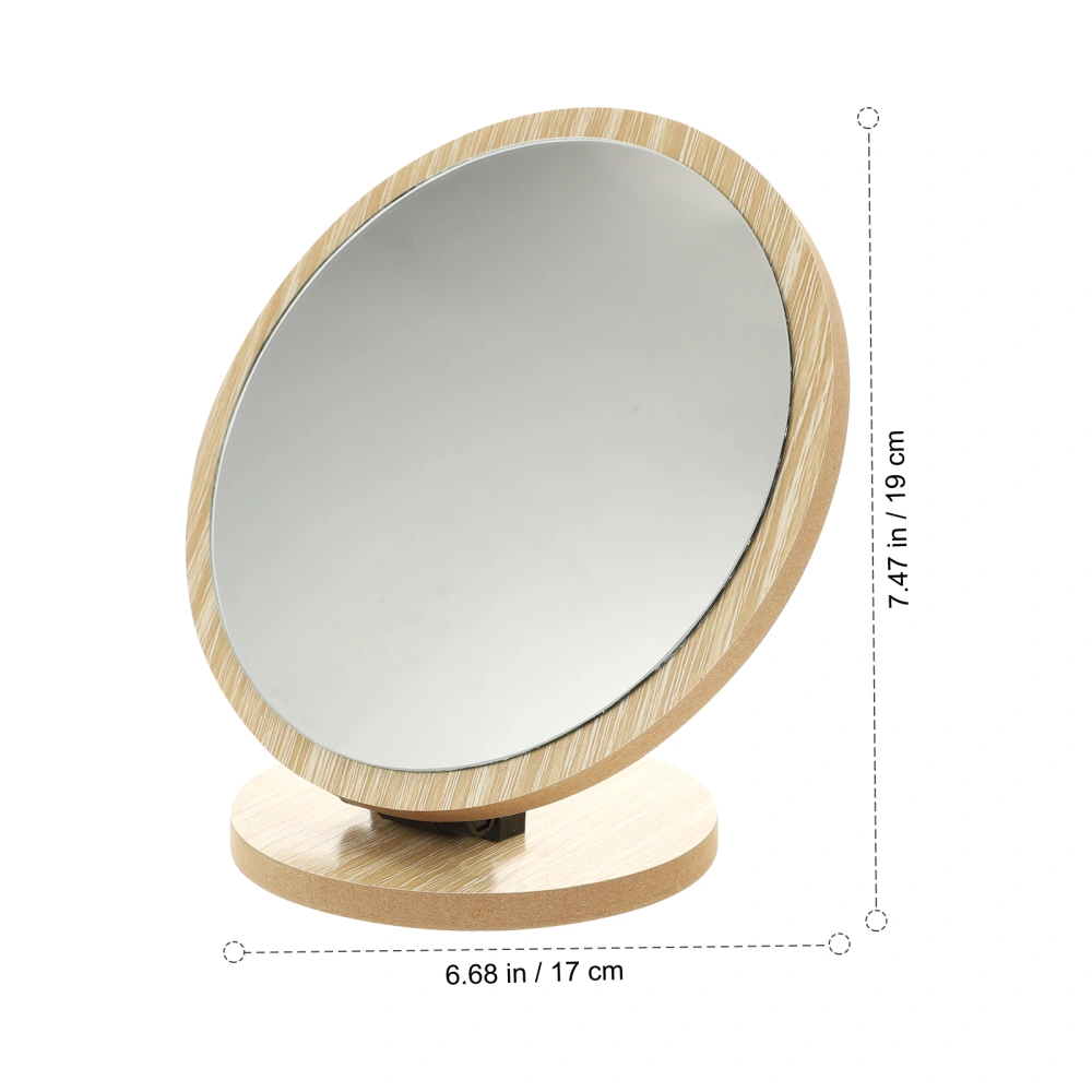 Flexible Wooden Vanity Makeup Mirror Rotation Round Vanity Mirror with Stand