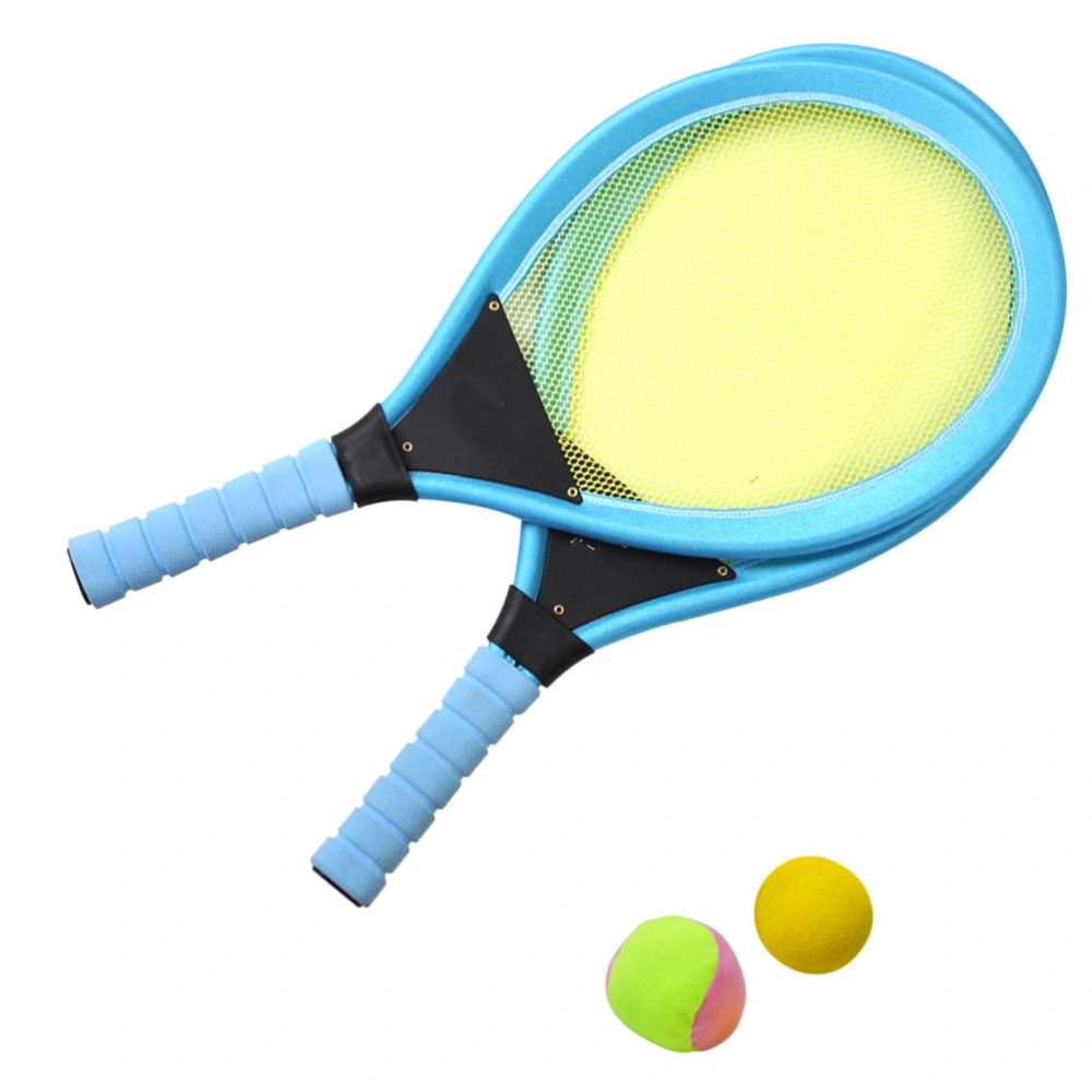 Outdoor Sports Tennis Racquet Sets Lightweight Tennis Rackets with Balls Beach Game Toys for Children Kids (Blue, 2pcs Balls, 2pcs Rackets)