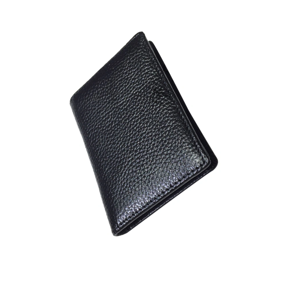 1PC Business Holder Genuine Leather Holder Wallet Leather Coin Purse Casual Purse for Men Teens (Black Lychee Pattern)