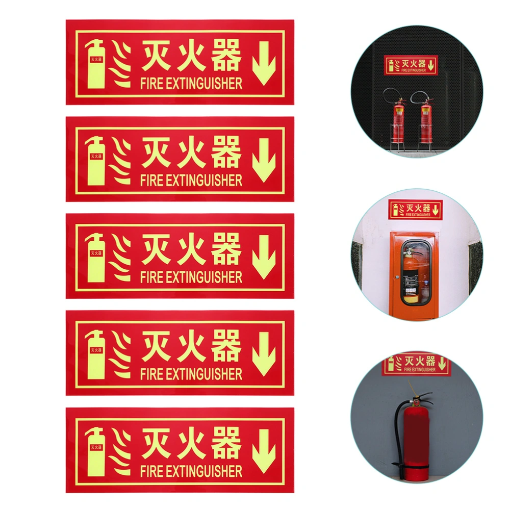 5pcs Self Adhesive Fire Extinguisher Sign Fire Extinguisher Safety Sign for Home