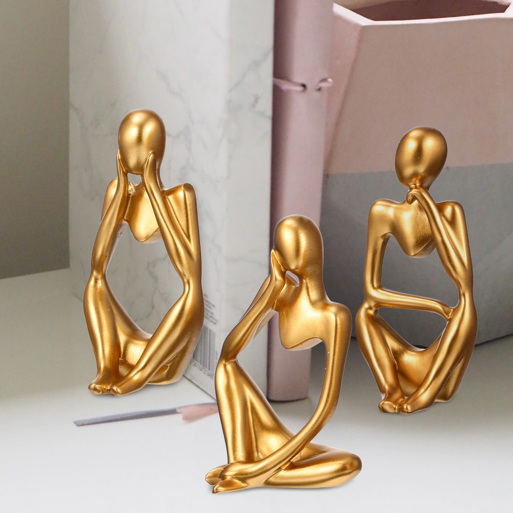 3pcs Thinker Statue Abstract Art Sculpture Table Centerpieces for Living Room Office