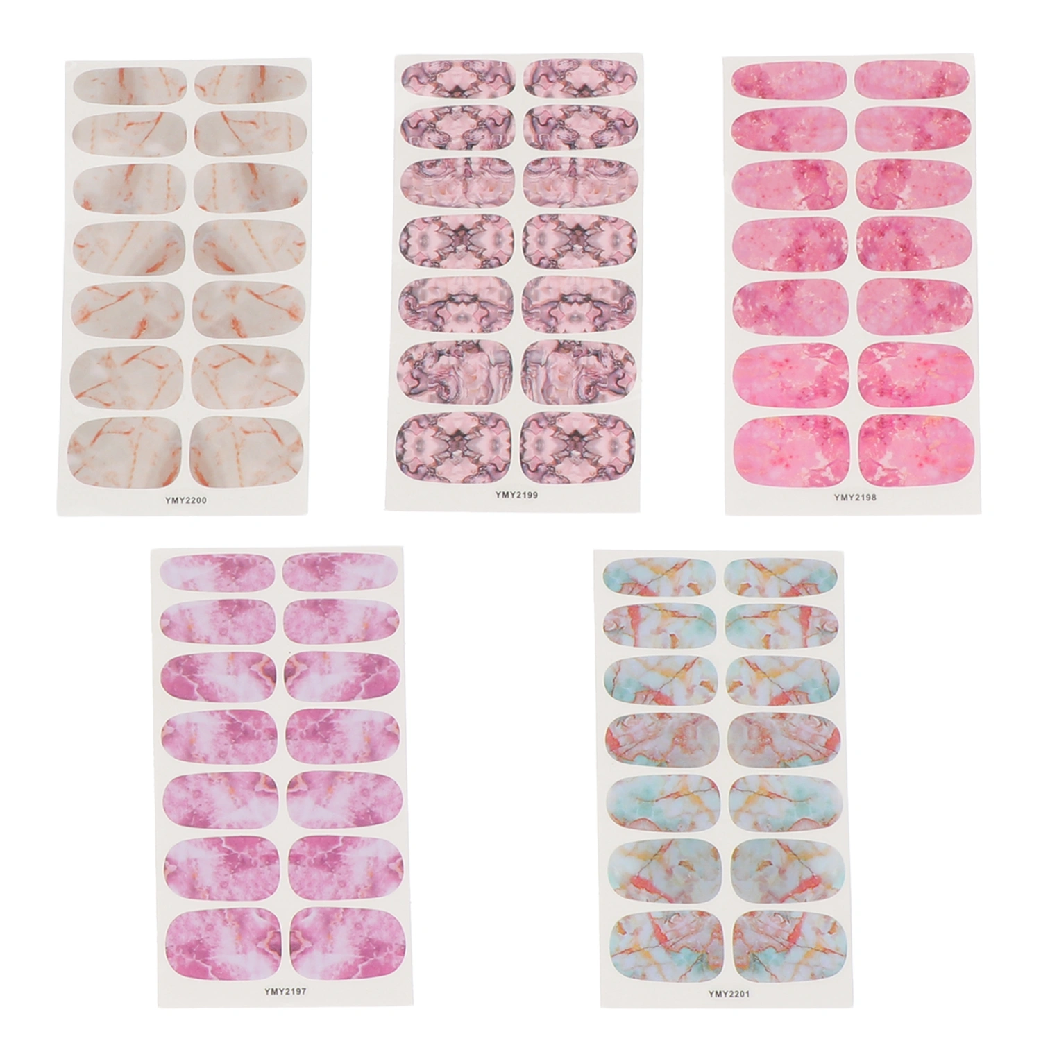 5 Sheets Beautiful Nail Stickers Manicure Decals Manicure Marble Pattern Decals