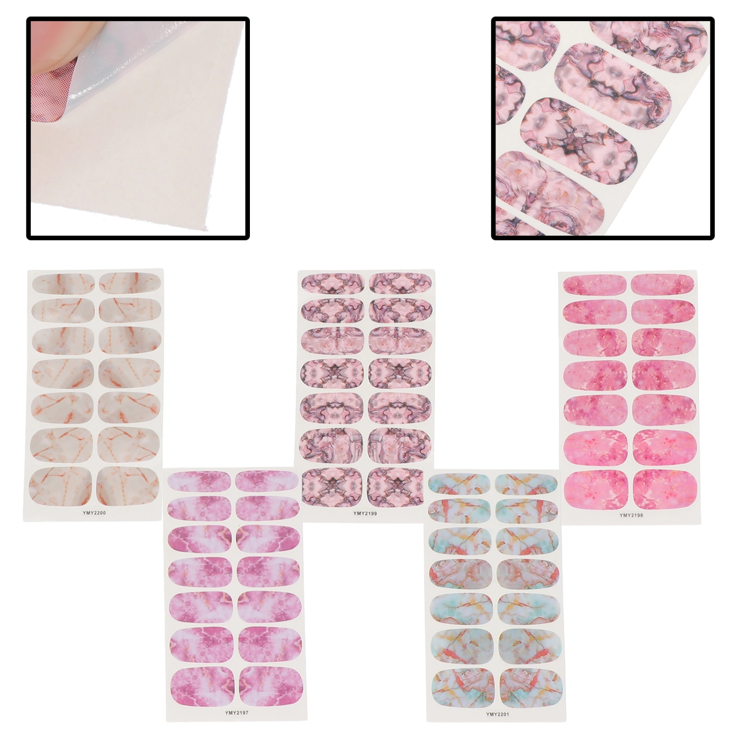 5 Sheets Beautiful Nail Stickers Manicure Decals Manicure Marble Pattern Decals