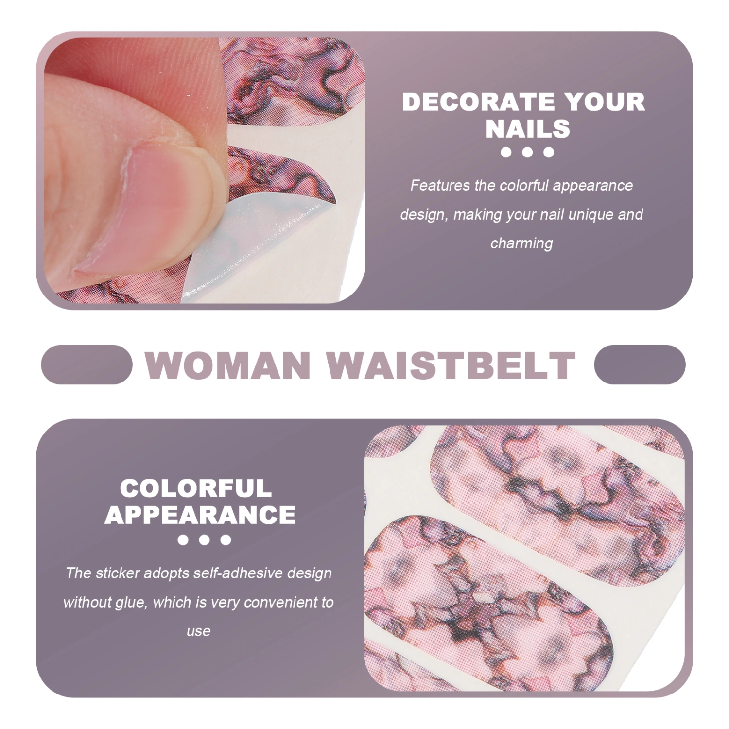 5 Sheets Beautiful Nail Stickers Manicure Decals Manicure Marble Pattern Decals
