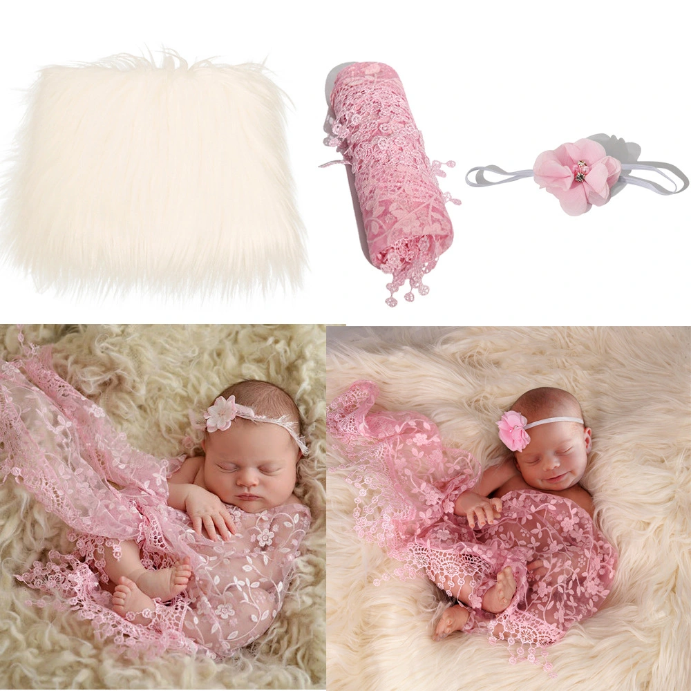 1 Set Baby Photography Props Newborn Fluffy Blanket Newborn Wrap Decorative Headband