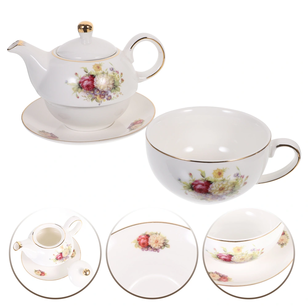 1 Set Ceramic Teapot Afternoon Tea Serving Cups Tea House Restaurant Teapot